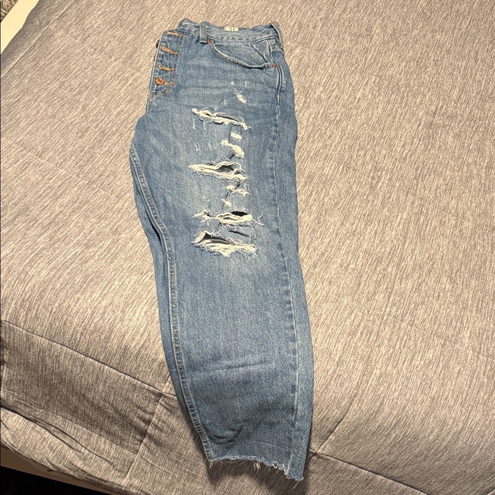 Women's Distressed Blue Jeans